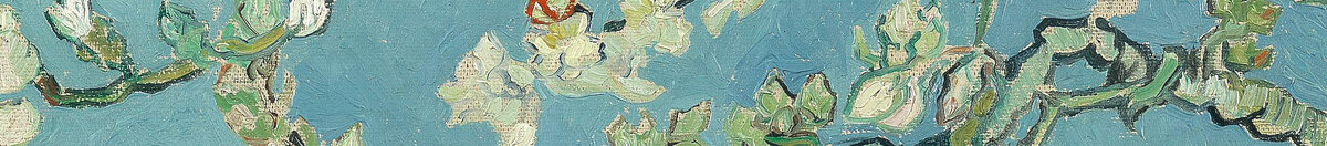 Amandier en fleurs (Vincent van Gogh), Detail: Blütenzweige oben Mitte