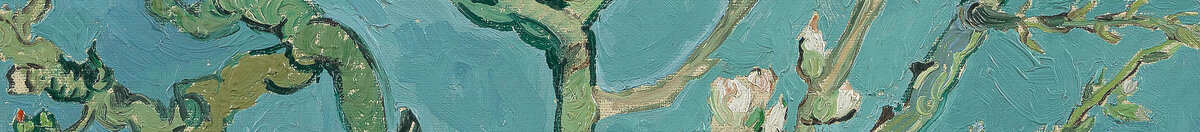 Amandier en fleurs (Vincent van Gogh), Detail: Astgabelung im Zentrum