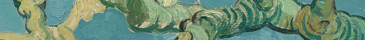 Amandier en fleurs (Vincent van Gogh), Detail: Blüten am unteren Ast