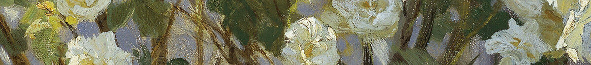 Marie Krøyer assise dans la chaise longue au jardin près de la maison de Mme Bendsen (Peder Severin Krøyer), Detail: Weiße Rosenblüten