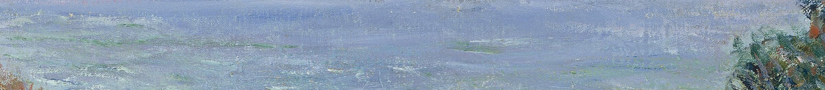 Route à La Cavée, Pourville (Claude Monet), Detail: Meerblick zwischen den Hängen