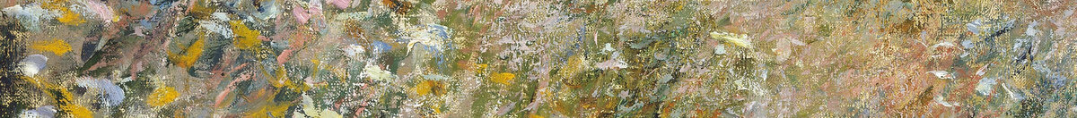 Route à La Cavée, Pourville (Claude Monet), Detail: Blühender Wiesenhang links