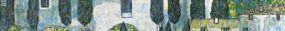 Église à Cassone (Gustav Klimt), Detail: Zypressen vor Kirchenwand