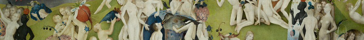 Le Jardin des délices (Hieronymus Bosch), Detail: Nackte Figuren mit Früchten