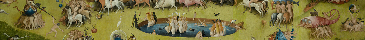 Le Jardin des délices (Hieronymus Bosch), Detail: Reiterkarussell um den Frauenteich