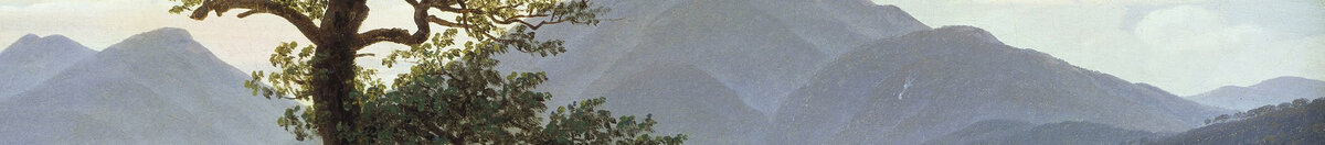 L'Arbre solitaire (Caspar David Friedrich), Detail: Blaue Bergkette