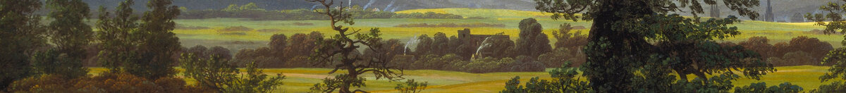 L'Arbre solitaire (Caspar David Friedrich), Detail: Gelbe Felder und Bäume links
