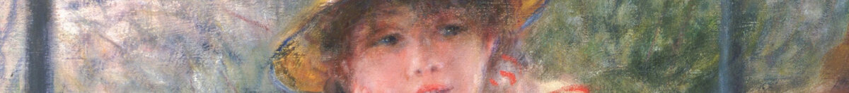 Le déjeuner des canotiers (Pierre-Auguste Renoir), Detail: Frau mit Strohhut am Geländer