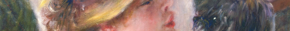 Le déjeuner des canotiers (Pierre-Auguste Renoir), Detail: Dame mit Blumenhut und Hund