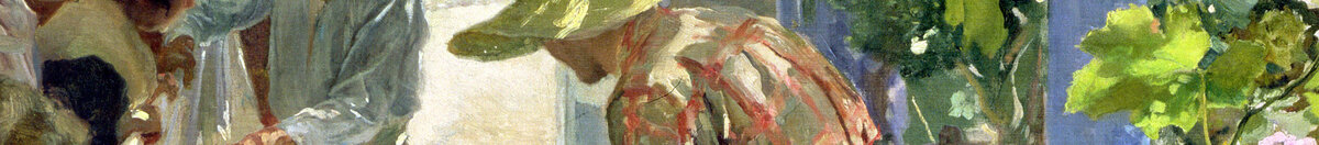 Raccommodage de la voile, 1896 (Joaquín Sorolla), Detail: Mann mit Strohhut am Segel