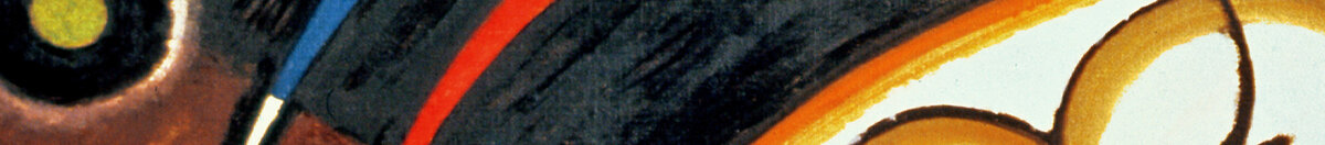 Lignes qui se croisent, 1923 (Wassily Kandinsky), Detail: Dunkler Kopfform mit Farbbögen