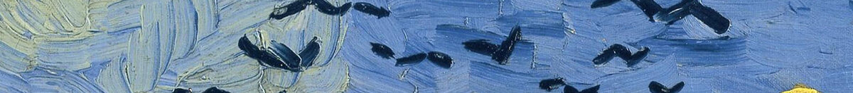 Champ de blé aux corbeaux (Vincent van Gogh), Detail: Krähenschwarm über dem Feld
