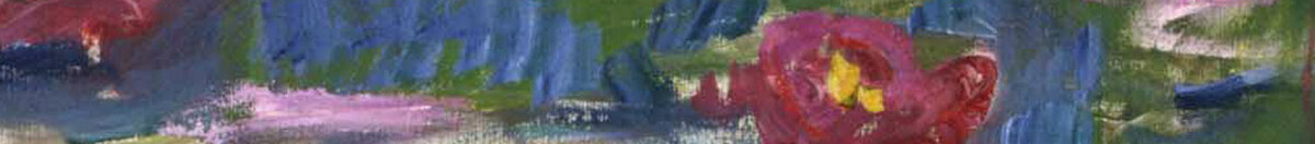 Nymphéas, 1916 (Claude Monet), Detail: Blüten links mit Spiegelung
