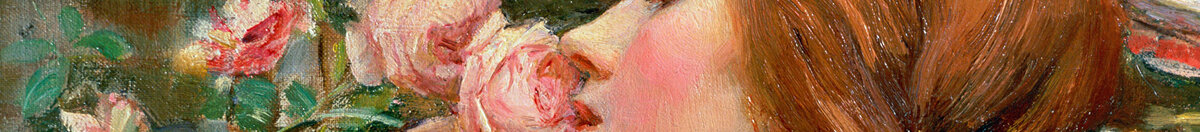 L'Âme de la rose, 1908 (John William Waterhouse), Detail: Gesicht an der Rose