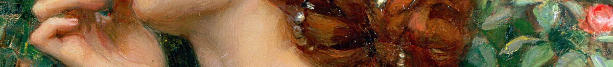 L'Âme de la rose, 1908 (John William Waterhouse), Detail: Rotes Haar mit Perlen