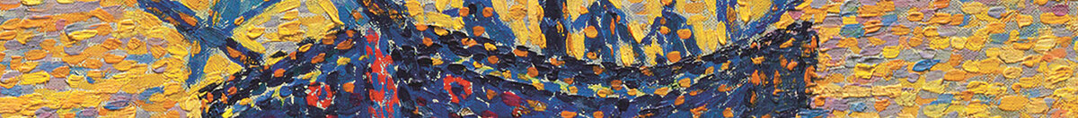 Le Port au soleil couchant, Opus 236 (Paul Signac), Detail: Bootsrumpf mit Figuren
