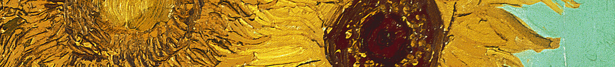 Tournesols (Vincent van Gogh), Detail: Dunkle Blütenkerne rechts