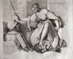 Salomé avec la tête de Saint Jean-Baptiste. En bas à gauche 