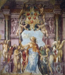 Allégorie de la Justice, peinture de Daniele Ricciarelli, mieux connu sous le nom de Daniele da Volterra ou il Braghettone (1509-1566)
