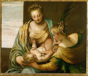 Le mariage mystique de Sainte Catherine de Sienne ... (huile sur toile)