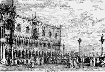 Palais des Doges et Piera del Bando, Venise, gravure par Giovanni Antonio Canal, dit Canaletto (1697-1768), Italie
