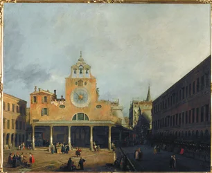 La place devant San Giacomo di Rialto, Venise (peinture sur toile)