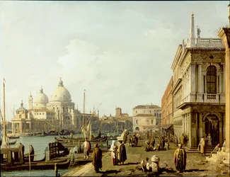 Venise : vue de Santa Maria della Salute et du Grand Canal depuis la Piazzetta