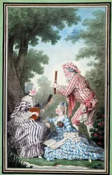 Madame de Meaux, Mademoiselle de Meaux et Monsieur de Saint Quentin répétant une opérette