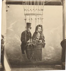 Autoportrait avec sa femme Ernestine dans une nacelle de ballon, v. 1865, imprimé vers 1890 (photo)