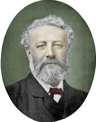 Jules Verne (1828-1905) romancier français, photographie par Nadar, image colorisée