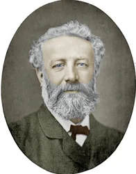 Jules Verne (1828-1905) romancier français, photographie par Nadar, image colorisée
