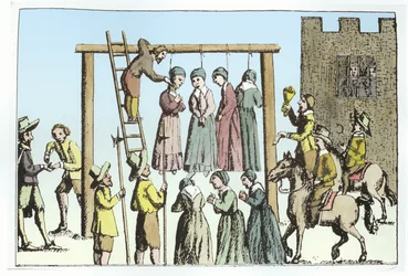 Une exécution de sorcières en Angleterre (gravure)