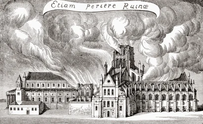 Ancienne cathédrale Saint-Paul, Londres, Angleterre, détruite par le feu en 1666, tirée de 