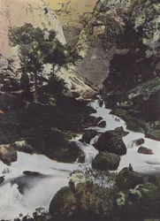 Source de la Sorgue à la Fontaine de Vaucluse (photo en couleur)