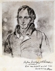 Portrait de Georg Wilhelm Friedrich Hegel (1770-1831), philosophe et idéaliste allemand. Gravure d