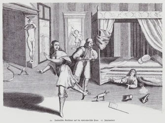 Caricature italienne sur la femme adultère