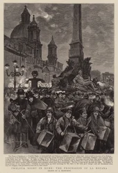 Douzième nuit à Rome, la procession de La Befana (gravure)