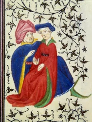 Une scène galante. Détail d