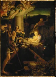 Sainte Nuit. Adoration des bergers (peinture sur bois de peuplier)
