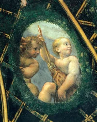 Ovate avec chérubins, fresque par Antonio Allegri Da Correggio (1489-1534) salle de l