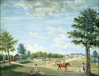 Le Château de Raincy, les écuries et le village russe, vers 1754-93