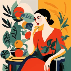 Peinture de filles dans une chaise dans le style de Matisse