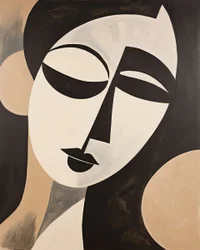 Femme abstraite noire et beige style Henri Matisse