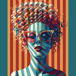 Visage de femme blonde avec de grandes boucles