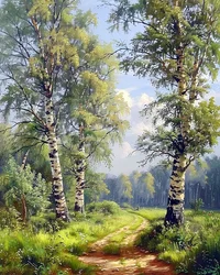 Paysage avec forêt enchantée