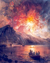 Éruption volcanique près de la mer