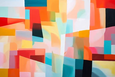 Impressions horizontales sur toile : Géométrique Acrylique Abstrait Fusion Couleurs vives
