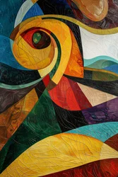 Vitrail abstrait coloré, inspiration Picasso, décoration murale pour la chambre à coucher