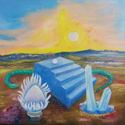 Paysage avec escaliers