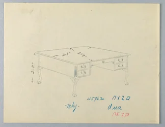 Design pour une table de bibliothèque avec pieds en patte de lion